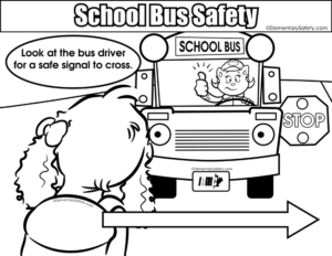 A school bus safety colouring book