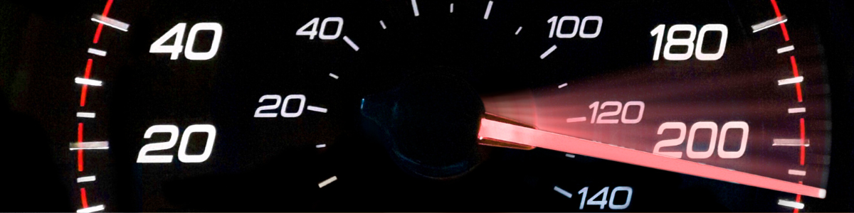 Picture of a speedometer at a high speed