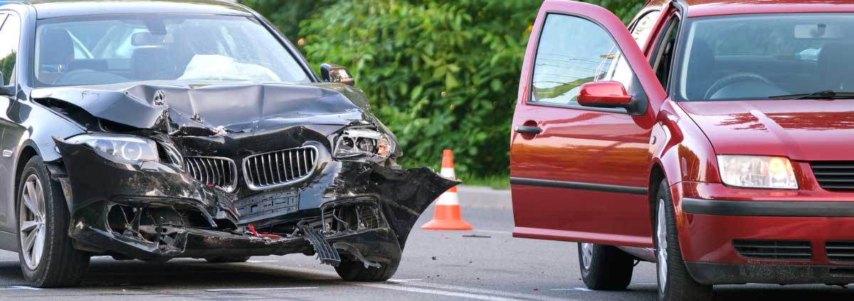 Two vehicles that have been in a collision