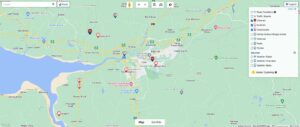 A map showing Truro area traffic conditions