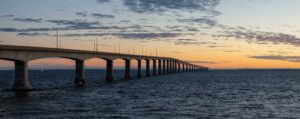 An image of Confederation Bridge in the Maritimes.