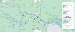 511 Weather and Traffic map for Fredericton, New Brunswick.