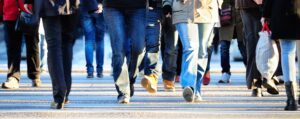 Pedestrians crossing a street in Moncton