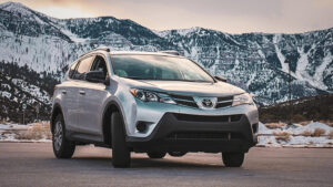 Toyota RAV4 that has been recalled due to a battery-related concern that, if left unattended, could potentially pose a fire hazard.