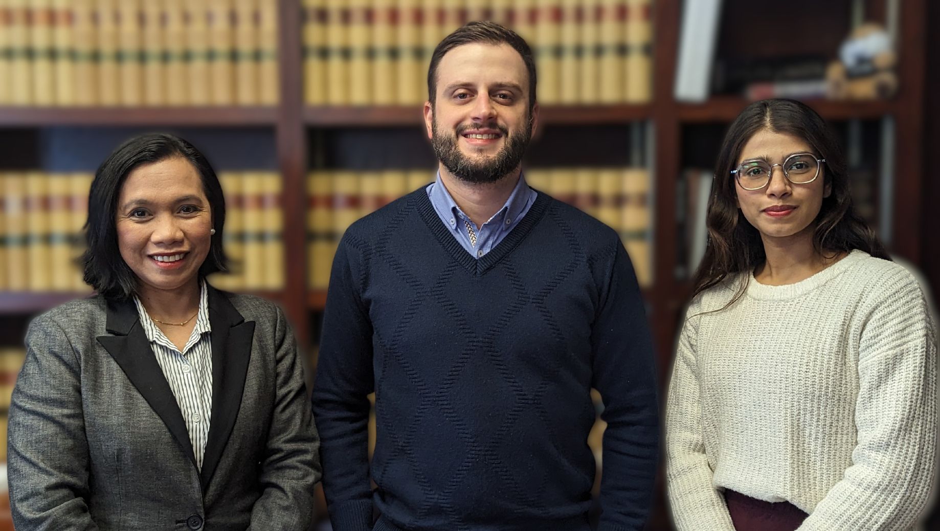 Divina Flores, Gustavo Paniza and Riddhi Varmora are new employees at CLG Injury Law.