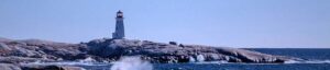 Picture of the historic Peggy's Cove lighthouse in Nova Scotia