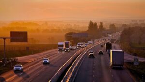 safely sharing the road with transport trucks